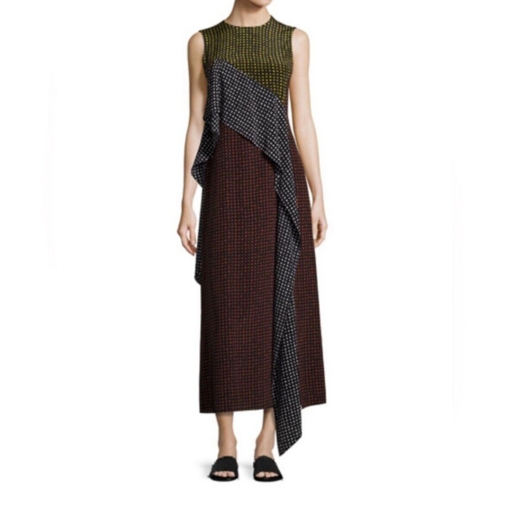 Diane Von Furstenberg Ruffle Dress Polka-dot print sz 14 NWT